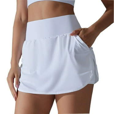 ABATAB Athletic Skorts for Women Solid Casual Workout Running Shorts Built-In Shorts High Waisted Tennis Shorts with Pocket