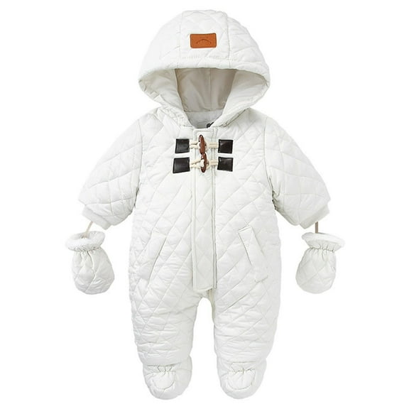 ABATAB Baby Boy Girl Cute Clothe Infant Warm Snowsuit Long Sleeve Footed Rompers with Gloves Newborn Winter Zipper Coats Hooded