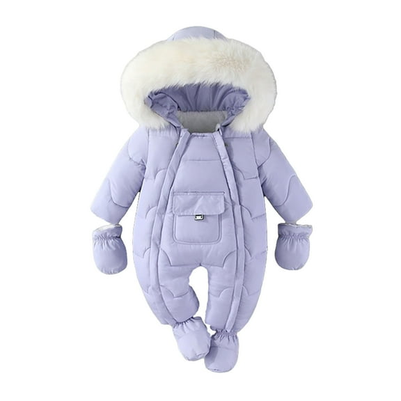 ABATAB Baby Boy Girl Winter Warm Snowsuit Toddler with Fold-Over Mittens and Footies Jacket Infant Footed Jumpsuit Hoodies