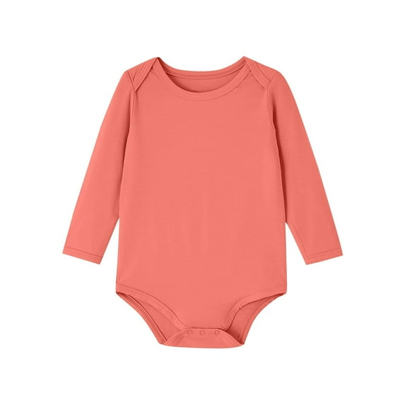 ABATAB Baby Boys Girls Long Sleeve Bodysuits One Piece Crewneck Solid Color Rompers Newborn Infant Comfy Outfits