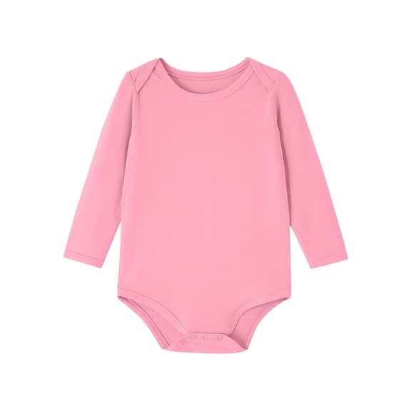 ABATAB Baby Boys Girls Long Sleeve Bodysuits One Piece Crewneck Solid Color Rompers Newborn Infant Comfy Outfits