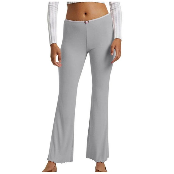 ABATAB Bell Bottom Legging for Women Stretchy Tight Yoga Flare Pants Pull on Pure Color Gym Workout Trendy Bootcut Trousers