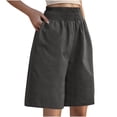 thumbnail image 1 of ABATAB Bermuda Shorts for Women Cotton Linen Baggy Shorts Wide Leg Casual Summer Lightweight Shorts with Pockets, 1 of 7