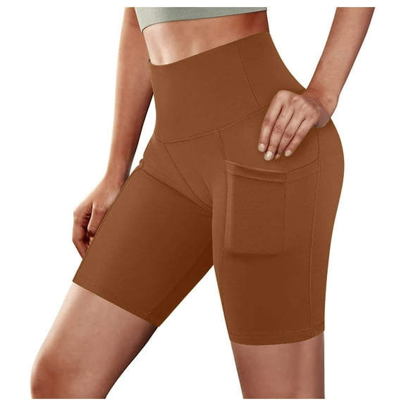 ABATAB Biker Shorts for Women Comfy Slim Running Shorts High Waisted Tennis Workout Shorts with Pockets