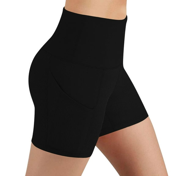 ABATAB Biker Shorts for Women Ribbed Seamless Gym Workout Shorts High Waist Soft Stretch Running Yoga Leggings Shorts