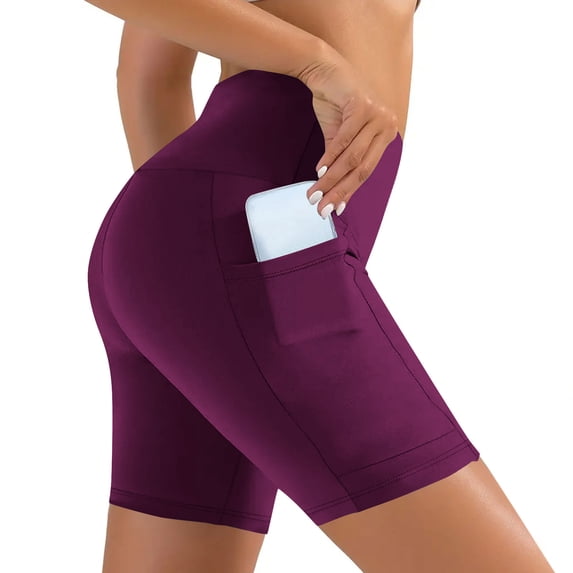 ABATAB Biker Shorts for Women with Pockets Elastic High Waisted Workout Gym Running Yoga Shorts Summer Outfits