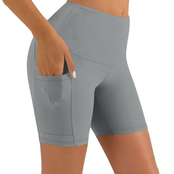 ABATAB Biker Shorts for Women with Pockets Elastic High Waisted Workout Gym Running Yoga Shorts Summer Outfits