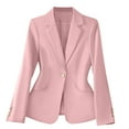 thumbnail image 1 of ABATAB Blazers for Women Business Casual Notch Collar Suit Jackets with Pockets Elegant Work Office Dressy Tunic Tops Long Sleeve Coats(Large,Pink), 1 of 4
