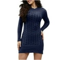 thumbnail image 1 of ABATAB Cable Knit Sweater Dress for Women Fall Comfy Mini Dresses Round Neck Long Sleeve Knit Fall Dresses, 1 of 7