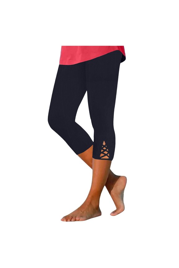 Capri Leggings for Women Summer Stretch Ribbed Legging High Waisted Soft Casual Workout Yoga Cop Pants