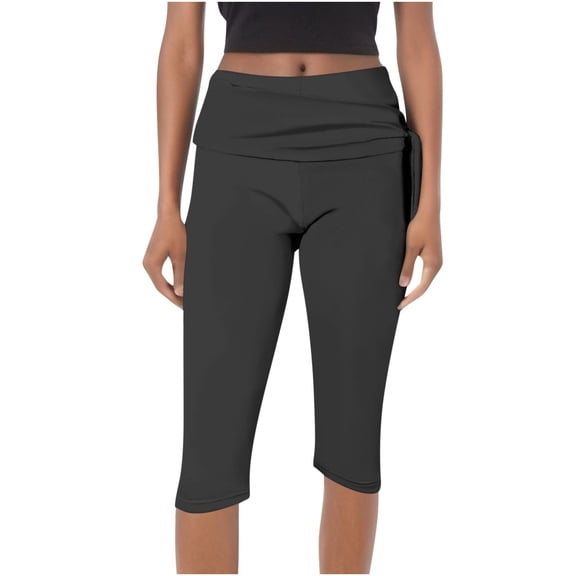 ABATAB Capri Leggings for Women Fold over Gym Yoga Crop Pants Stretch Casual Slim Fit Athletic Exercise Summer Outfits