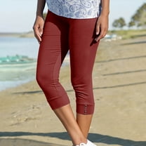 ABATAB Capri Leggings for Women Soft Lounge Yoga Capris High Waist Skinny Slim Fit Casual Pure Color Summer Crop Pants