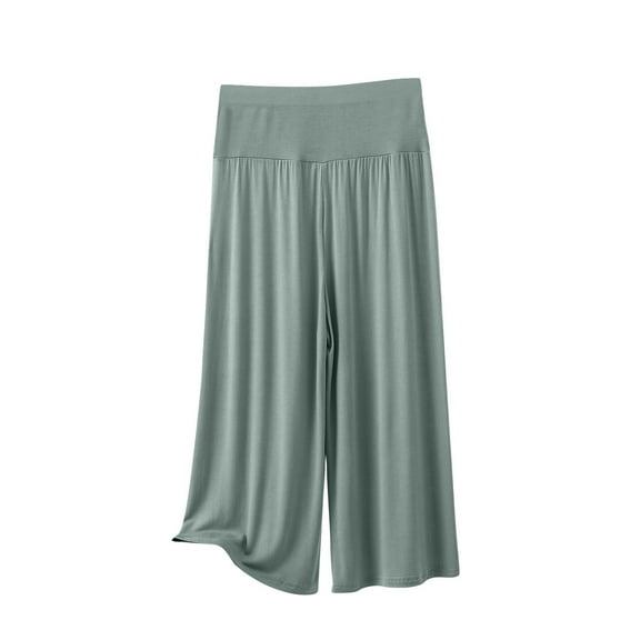 ABATAB Capri Pajama Pants for Women Wide Leg Lounge Cozy Sleepwear Capris Soft Comfy Baggy Elastic Waisted Pj Bottoms