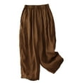 thumbnail image 1 of ABATAB Capri Palazzo Pants for Women Dressy Casual Wide Leg Pull on Capris Cotton Linen Loose Fit Slacks Crop Trousers with Pockets, 1 of 3