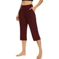 thumbnail image 1 of ABATAB Capri Pants for Women Elastic High Waist Stretch Comfy Summer Pants with Pockets Workout Casual, 1 of 7
