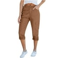 thumbnail image 1 of ABATAB Capri Pants for Women Loose Lightweight Casual Cargo Crop Pants Travel Summer Hiking Cropped Trousers with Pockets, 1 of 6