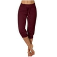 thumbnail image 1 of ABATAB Capri Pants for Women Solid Athletic Shorts Elastic Waist Workout Yoga Shorts Stretch Lightweight Running Shorts with Pockets, 1 of 6