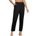 thumbnail image 1 of ABATAB Capri Pants for Women Work Business Casual Crop Trousers Mid Waisted Loose Office Slacks Capris with Pockets, 1 of 7