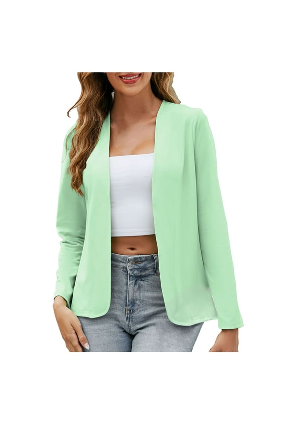 Cardigans for Women Elegant Vacation Work Dressy Dusters Lightweight Long Sleeve Open Front Blazers Business Casual Suit Jackets(4X-Large,Green)