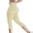 thumbnail image 1 of ABATAB Cargo Capri Leggings for Women with Pockets High Waist Capris Scrunch Butt Lifting Workout Running Crop Pants, 1 of 7