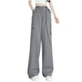 thumbnail image 1 of ABATAB Cargo Pants for Women Hiking High Waisted Casual Workout Pants Baggy Stretchy Wide Leg Streetwear Running Pants with Pockets, 1 of 7