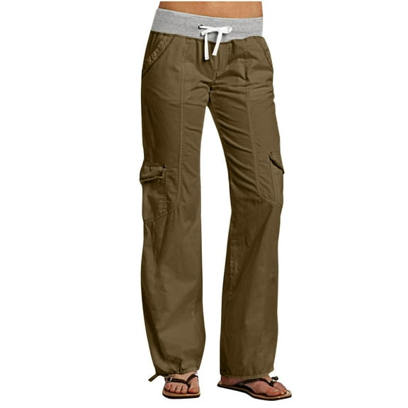 ABATAB Cargo Pants for Women Joggers Lightweight Hiking Pants Casual Athletic Drawstring Casual Travel Trousers with Pockets