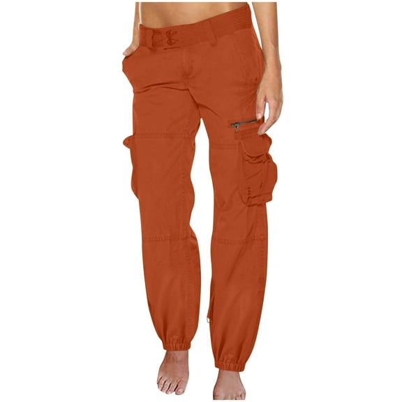 ABATAB Cargo Pants for Women with Pockets Baggy Streetwear Hiking Cinch Pants Lightweight Trendy Trousers for Travel and Outdoor