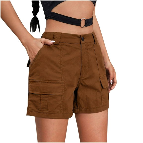 ABATAB Cargo Shorts for Women Elastic High Waist with Pockets Shorts Summer Casual Lightweight Vacation