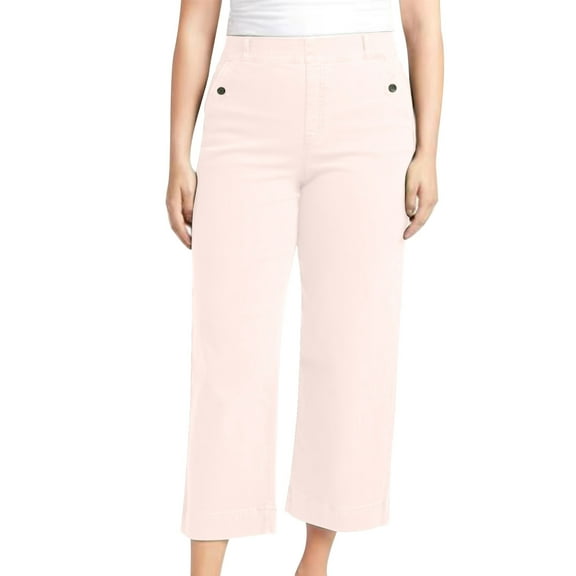 ABATAB Casual Capri Pants for Women High Waisted Wide Leg Work Corpped Pants Business Trousers with Pockets