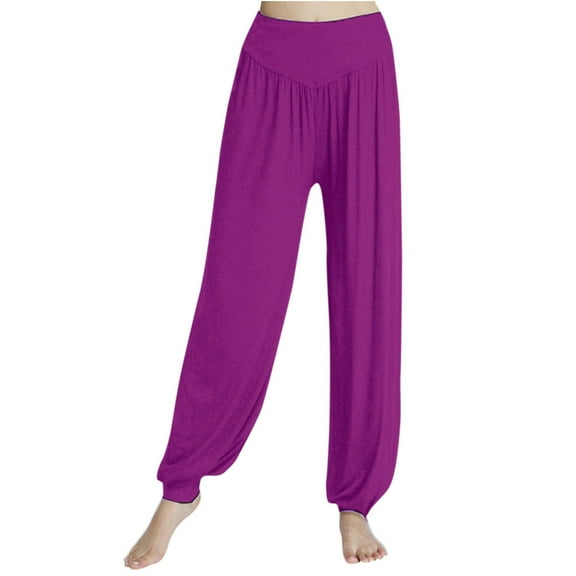 ABATAB Cinch Bottom Pants for Woman Elastic High Waist Spring Summer Casual Baggy Comfy Harem Lounge Pants with Pockets