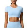 thumbnail image 1 of ABATAB Crop Tops for Women Quick-Dry Workout Cute tunic T-shirts Yoga Fitness Running Gym Shirts, 1 of 7