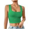 thumbnail image 1 of ABATAB Cropped Tank Tops for Women Sleeveless Scoop Neck Workout Shirts Slim Fit Yoga Gym Activewear Clothes, 1 of 4