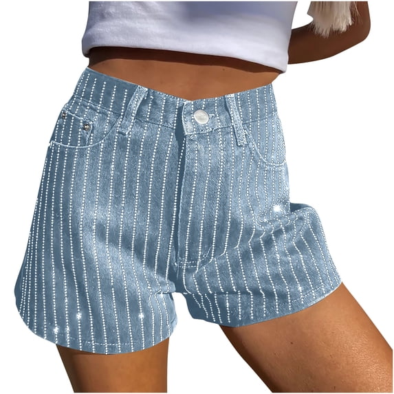 ABATAB Denim Shorts for Women Stretchy Trendy Jean Shorts High Waistsed Beach Vacation Hot Jeans Shorts with Pockets