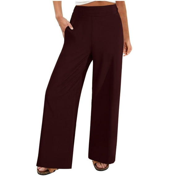 ABATAB Dress Pants for Women Wide Leg Business Trousers with Pockets Work Casual Baggy Palazzo Pants for Office