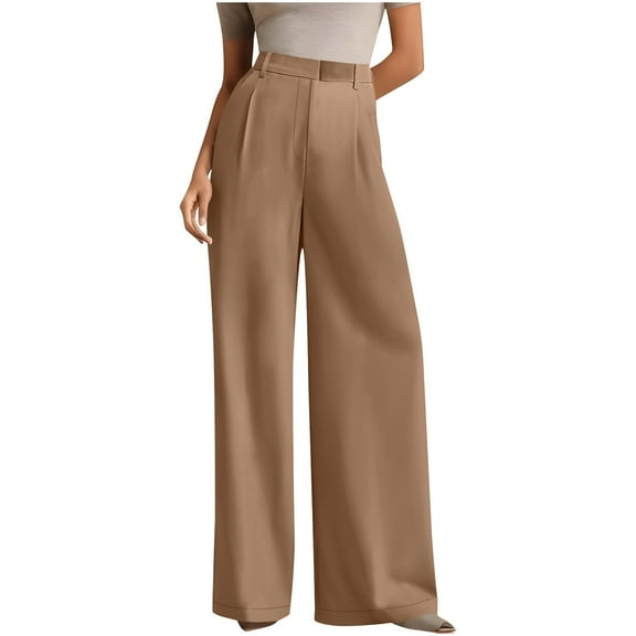 ABATAB Dress Pants for Women Business Casual Work Pants High Waist Stretchy Palazzo Trousers Pull on Office Slacks Bottoms