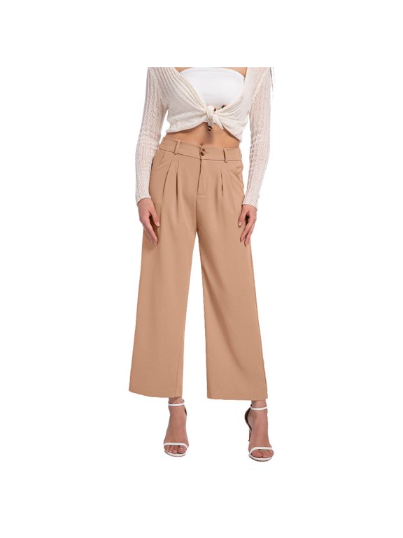 Dress Pants for Women Business Casual Work Pants Wide Leg Baggy Trousers Pull on Office Slacks Bottoms with Pockets