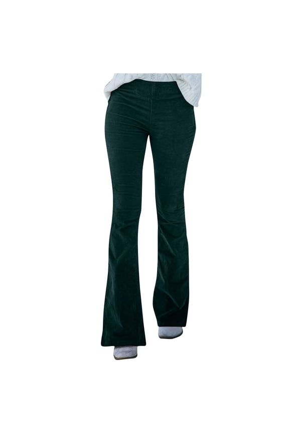 Flare Pants for Women Corduroy High Waisted Bootcut Trousers Casual Work Office Trendy Bell Bottom Legging Pants