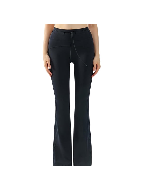 Flare Yoga Pants Women High Waisted Drawstring Bootcut Leggings Workout Casual Tight Stretch Trousers