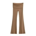 thumbnail image 1 of ABATAB Flare Yoga Pants for Women Fold over High Rise Pants Solid Color Stretchy Loose Gym Lounge Workout Bell Bottom Trousers, 1 of 3