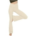 thumbnail image 1 of ABATAB Flared Legging for Women Casual Yoga Stretchy Bootcut Pants Trendy Crossover High Waist Gym Athletic Bell Bottom Pants(Medium,Beige), 1 of 5
