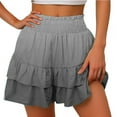 thumbnail image 1 of ABATAB Flowy Skorts for Women Gradual Ruffle Tiered Smocked Skorts Loose Fit High Waist Mini Skirts Summer Beach Vacation Shorts, 1 of 5