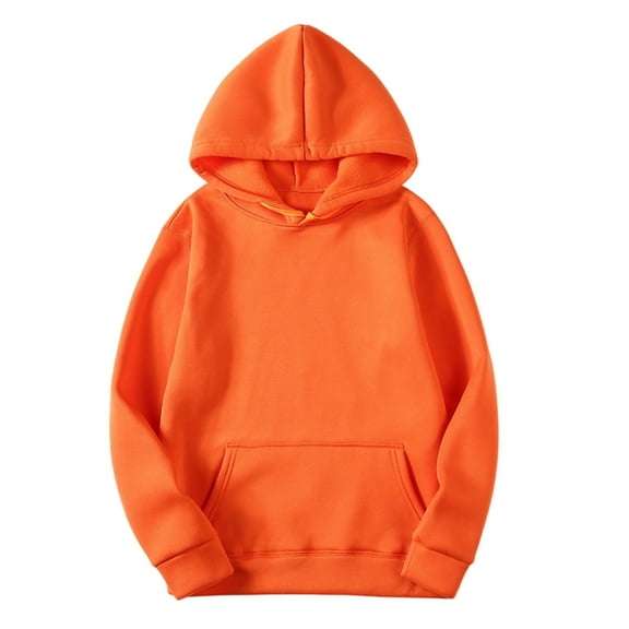 ABATAB Hoodies for Women Fall Oversized Long Sleeve Fleece Pullover Tops Classic Drop Shoulder Hooded Sweatshirts with Pockets(3X-Large,Orange 2)