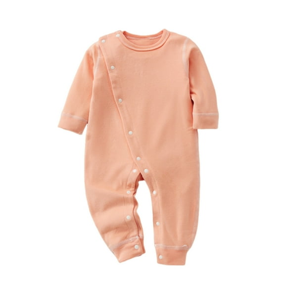 ABATAB Infant Baby Boy Girl Rompers Crewneck Long Sleeve Button Onesies Unisex Jumpsuit Cute Spring Fall Outfits