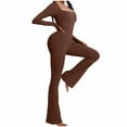 thumbnail image 1 of ABATAB Jumpsuit for Women Long Sleeve Workout Square Neck Romper Seamless Slim Fit Yoga Gym Workout Bodycon Unitard Outfits, 1 of 6