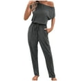 thumbnail image 1 of ABATAB Jumpsuits for Women Summer Dressy One off Shoulder Romper Summer Vacation Travel Lounge Outfits Clothes, 1 of 6