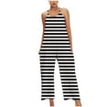 thumbnail image 1 of ABATAB Jumpsuits for Women Casual Sleeveless Striped Rompers One Piece Summer Wide Leg Overalls Beach Vacation Outfits, 1 of 4
