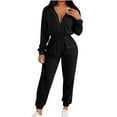 thumbnail image 1 of ABATAB Jumpsuits for Women Long Sleeve Zip up Hoodie Romper One Piece Fall Drawstring Jogger Outfits with Pockets, 1 of 7