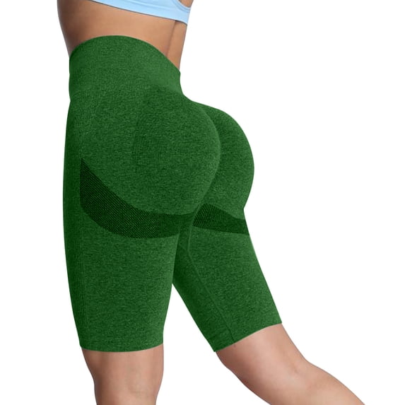 ABATAB Knee Lengt Yoga Short for Women Elastic High Waisted Leggings Soft Casual Stretch Yoga Pants for Workout Athletic