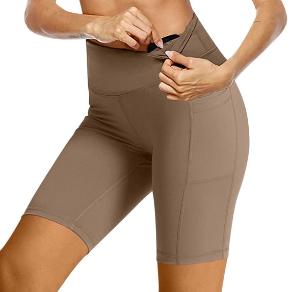 ABATAB Legging with Pockets for Women High Waisted Solid Pocket Workout Running Athletic Shorts