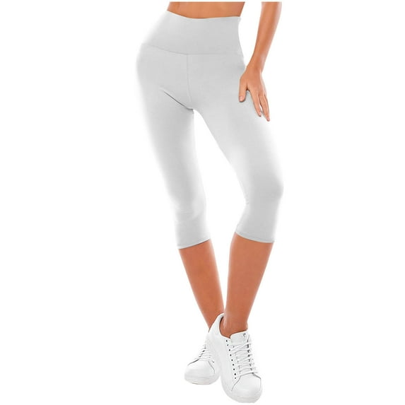 ABATAB Leggings for Women Butt Lifting Workout Yoga Capri Pants Crossover High Waisted Slim Fit Gym Exercise Tight Pants